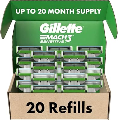Lames de rasoir pour hommes gillette mach 3 sensitive 20 unités conçues