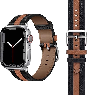 Bracelet infosun en cuir véritable compatible avec apple watch, 42 mm/44 mm/45 mm/49