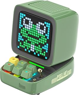 Haut-parleur bluetooth ditto programmable divoom avec technologie pixel art et lumière led (vert)