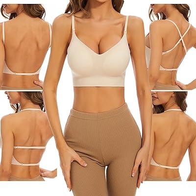Soutien-gorge sans armatures sans coutures à dos bas avec bretelles multidirectionnelles convertibles