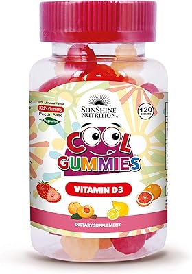 Sunshine nutrition cool gummies avec vitamine d3, 120 pièces