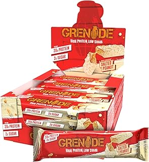 Barre protéinée à haute teneur en sucre grenade, cacahuètes salées au chocolat blanc