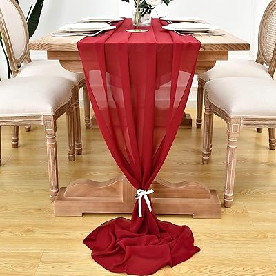 Chemin de table en mousseline de soie transparente pour mariage, 27 x 120