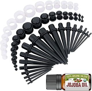 Kit d'extension d'oreille 54 pièces 14g - 12 mm - huile de jojoba - bouchons acryliques jauge de tunnel en silicone - dilatateur léger pour hommes et femmes. Diaytar : Parce que vous méritez le meilleur sans vous ruiner