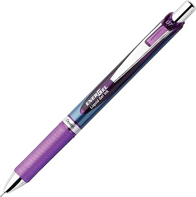 Stylo à encre gel rétractable pentel energel pen rtx roller, pointe aiguille, encre