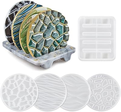 Moules de dessous de verre en résine castowave, 4 pièces de moules