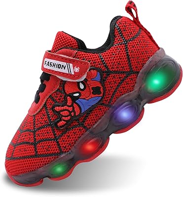 Baskets respirantes à lumière led pour enfants design spiderman baskets clignotantes pour bébés