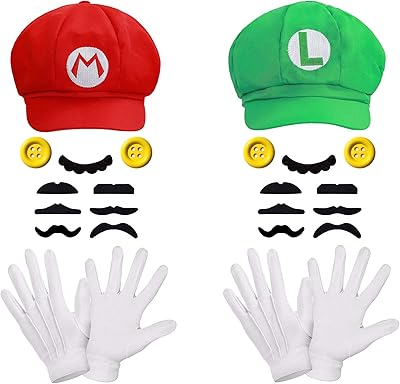 Ensemble d'accessoires de chapeau unisexe super bros mario et luigi yelitazaro, costume
