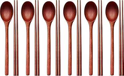 Ensemble de cuillères et baguettes en bois, couverts réutilisables à long manche, couverts