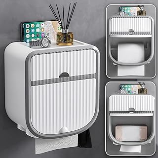 Porte-papier toilette multifonctionnel, couvercle de boîte à mouchoirs étanche mural compatible avec rouleau