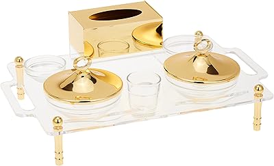 Ensemble de service de bols date 7 pièces, transparent/or