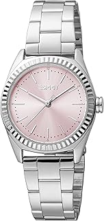 Montre à quartz analogique pour femme esprit avec cadran rose, couleur argent, es1l291m0085