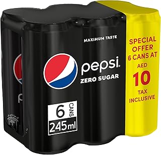 Boisson gazeuse pepsi zero zero calorie sans sucre, 245 ml, paquet de 6