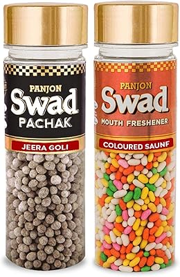 Panjon swad jeera goli & colored saunf pachak (désodorisants mukhwas) 2 bouteilles, 320