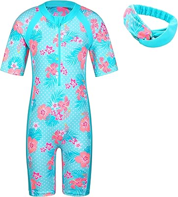 Maillot de bain une pièce à manches longues pour fille, protection uv, upf