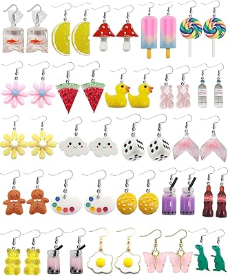 24 paires de boucles d'oreilles étranges et amusantes en or, boucles d'oreilles en forme de bouteille d'eau, boucles d'oreilles pendantes pour thé au lait pour femmes, métal. Diaytar Sénégal : Innovation, diversité et accessibilité