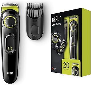 Tondeuse à barbe braun bt3021 lames tranchantes noir vert volt double prise