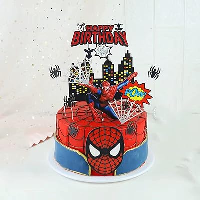 Décoration de gâteau design super-héros pour anniversaire d'enfant (6 pièces)