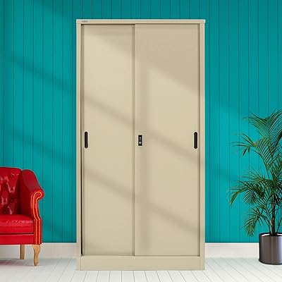 Armoire à portes coulissantes en acier egid, classeur en acier, armoire avec étagères