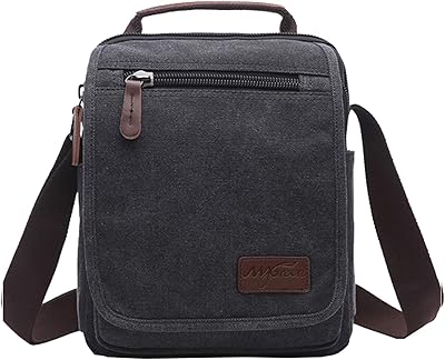 Petit sac à bandoulière en toile avec bandoulière, sac messager pour affaires, noir