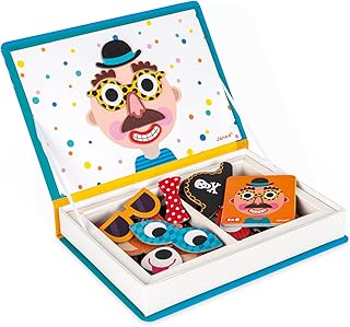 Jeu de livre magnétique éducatif janod avec des grimaces pour garçons, j02716