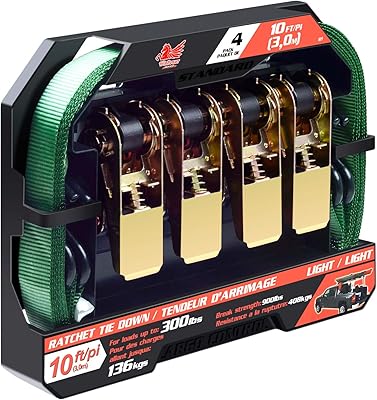 Winpower lot de 4 harnais à cliquet avec crochets en s métalliques 3m