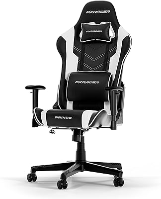 Chaise de jeu dx racer prince p132, en cuir synthétique, noir et blanc