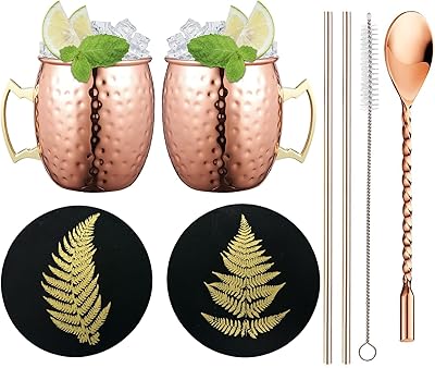 Ensemble de 2 tasses en cuivre moscow mule, tasses en cuivre de 19,5