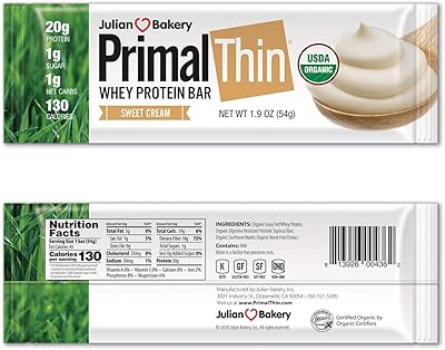 Barre protéinée de lactosérum primalthin julian bakery 12 barres 19,5kg 648g