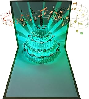 Cartes d'anniversaire 3d aux couleurs changeantes, cartes de vœux pop-up musicales à led