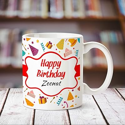 Tasse à café avec nom personnalisé huppme happy birthday zeenat 350