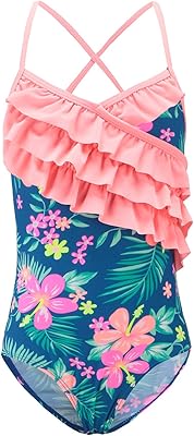 Maillot de bain une pièce hawaïen à volants pour filles, maillot de bain
