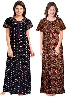 Chemise de nuit longueur genou en coton imprimé pour femme