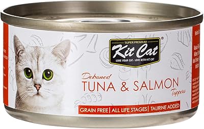 Nourriture pour chat kit kat en conserve avec thon et saumon désossé, pesant