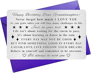 Carte d'anniversaire pour petite-fille, cadeau d'anniversaire pour petite-fille, carte portefeuille gravée