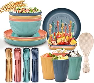 Ensemble de couverts en paille de blé ensemble incassables pour enfants assiettes