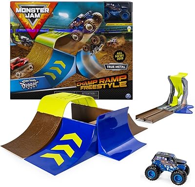Monster jam, ensemble de jeu officiel champ rump freestyle comprenant un camion monstre
