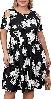 Robes d'été grande taille pour femmes, manches courtes, épaules dénudées, robe trapèze décontractée