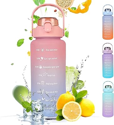 Bouteille d'eau de sport de motivation 2l avec paille de 64 oz