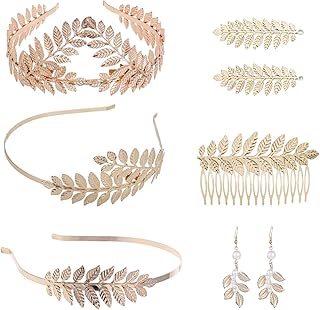 Déesse grecque 7 pièces pinces à cheveux boucles d'oreilles accessoires de cheveux pour femmes, ensemble d'accessoires de cosplay pour femmes, bandeau design feuille grecque dorée, 7 pièces, alliage d'acier, cristal. Explorez un monde de bonnes affaires sur Diaytar Sénégal