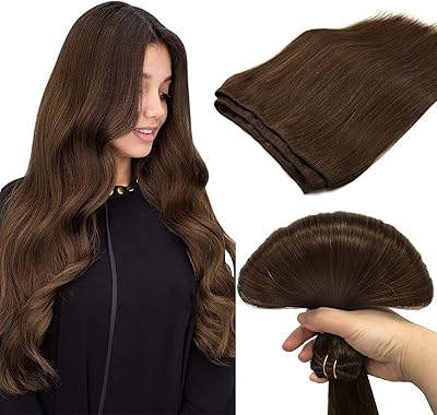 Extensions de cheveux humains à trame, doores 14 pouces 80g brun chocolat, extensions