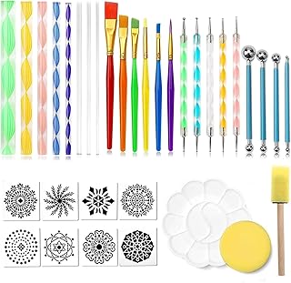 Momo bear – ensemble d'outils de pointage de mandala, 35 pièces, pinceaux