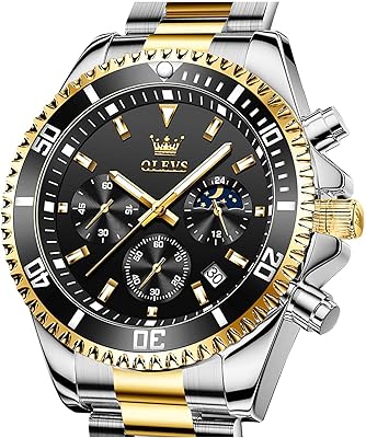 Montre pour homme en acier inoxydable résistante à l'eau, affichage analogique, mouvement à