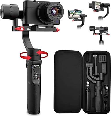Stabilisateur de cardan 3 axes tout-en-1 pour caméra d'action compacte et smartphones compatible