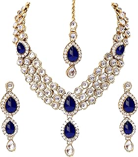 Vêtements de mariage indiens aheli kundan maang tikka, ensemble de boucles d'oreilles