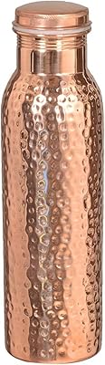 Prisha india craft bouteille d'eau en cuivre pur/récipient en cuivre fait main anti-fuite