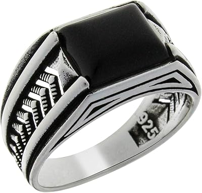 Bague en argent sterling 925 massif avec pierre d'agate, luxe fabriquée en turquie