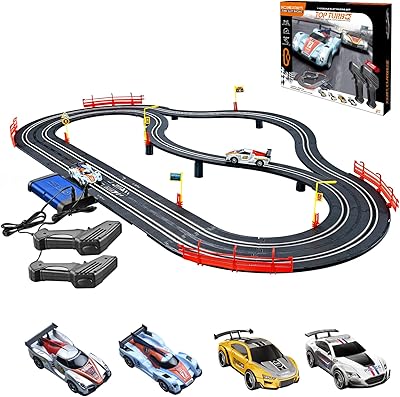 Ensemble de piste de course électrique pour garçons et enfants comprenant 4
