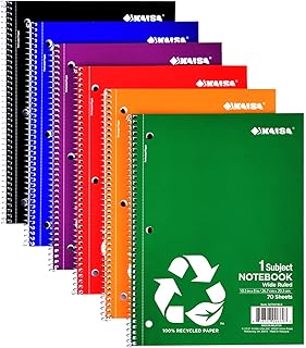 Cahier à spirale kaisa, 70 feuilles lignées de large, 1 sujet 10,5 x