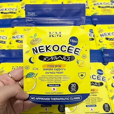 Nekocee 15-en-1 rosy glow, soutien immunitaire et soulagement du stress (30 gélules)